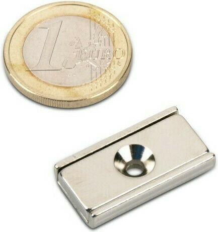 Magnitech Magnet Neodimiu Rectangular cu Gaură și Forță de Atracție 7.5kg 25x13x5mm 1buc