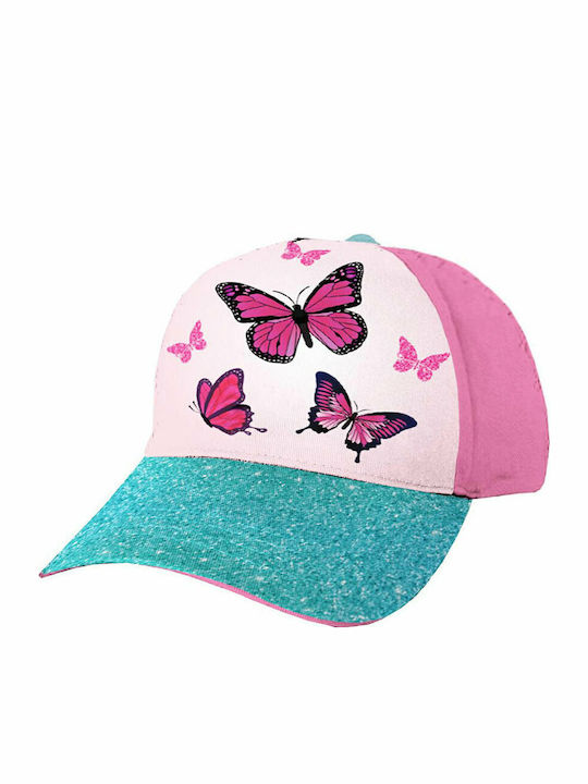 Must Team Kids' Hat Jockey Fabric 584735 Multicolour Butterfly - Pink-Blue