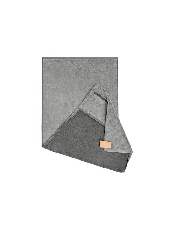Viking Viking Gym Yoga Towel Cotton Gray 85x39cm with Storage Space