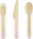 PartyDeco Wooden Set Cutlery Cutlery Party Pink 18pcs
