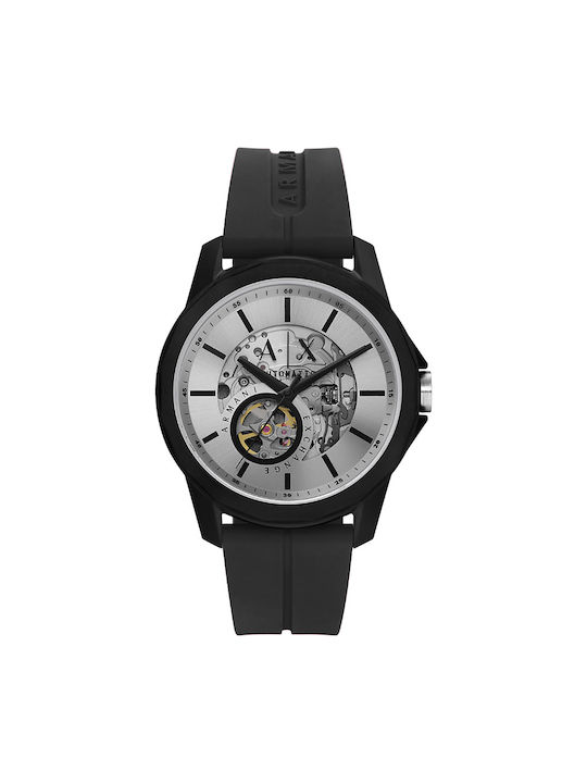 Armani Exchange Ρολόι Μπαταρίας με Καουτσούκ Λουράκι σε Μαύρο χρώμα