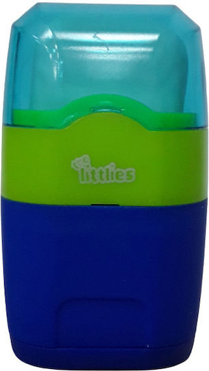 The Littlies 646833 Πλαστική Διπλή Ξύστρα Μπλε με Γόμα