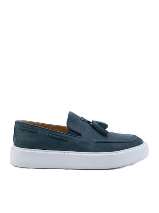 Δερμάτινα Ανδρικά Loafers σε Μπλε Χρώμα