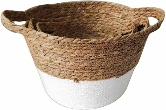 JK Home Decoration 56769 Декоративна кошница Слама с дръжки White Natural 22x22x32бр