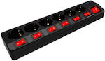 Entac 6-Outlet Power Strip with Surge Protection 1.5m Black 15.007.0127