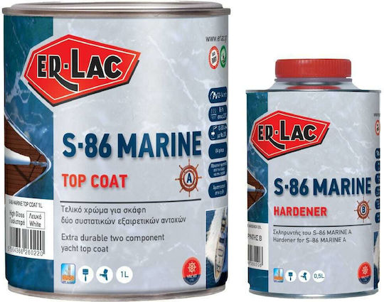 ER-LAC 2 S-86 Marine Top Coat Βερνίκι Επιφάνειας 2 Συστατικών Λευκό Σατινέ 1.5lt
