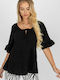 Och Bella Summer Cotton Tunic with 3/4 Sleeve Black