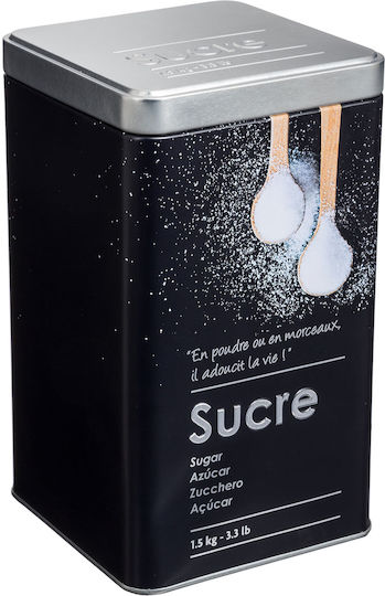 5Five Кутия за Захар с Капак Металик Черна 1500ml