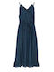 Forel Midi Καλοκαιρινό All Day Φόρεμα Τζίν Κρουαζέ με Κουμπιά Navy Μπλε