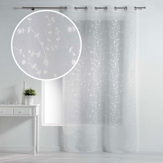 Douceur d'Intérieur Κουρτίνα με Τρουκς L-C Petite Fleur Blanc 140x240εκ.
