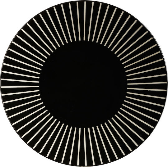 Black Sun Πιάτο Ρηχό Κεραμικό Μαύρο με Διάμετρο 27cm