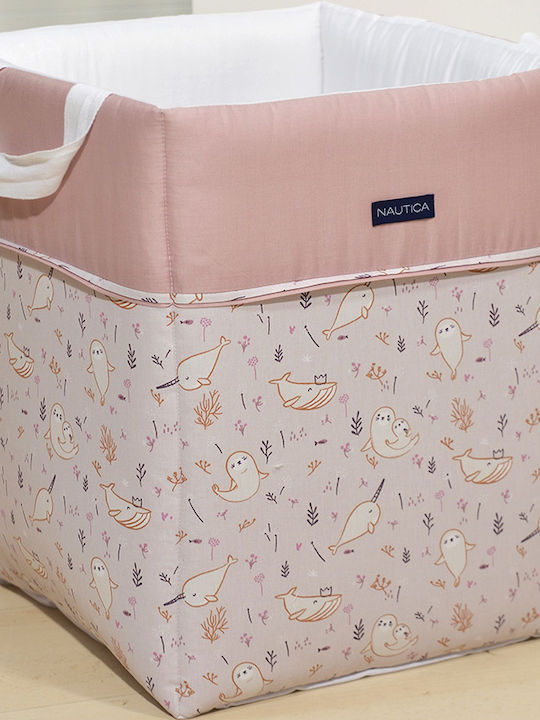 Nautica Kinder Wäschekorb aus Stoff Rosa 35x35x45cm 1Stück