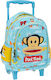 Paul Frank School Bag Trolley Kindergarten Light Blue with Water Bottle Holder 2022