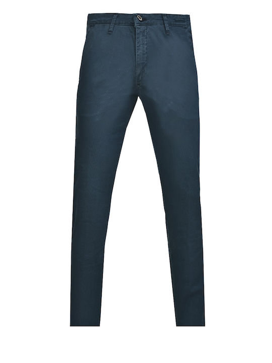 Four.Ten Ανδρικό Παντελόνι Chino Ελαστικό σε Slim Εφαρμογή Navy Μπλε