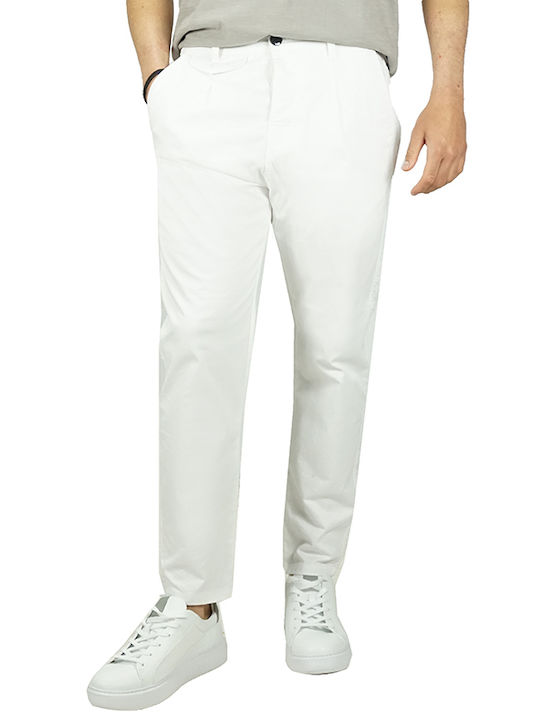 Cover Jeans Crown Ανδρικό Παντελόνι Chino Ελαστικό σε Κανονική Εφαρμογή Λευκό