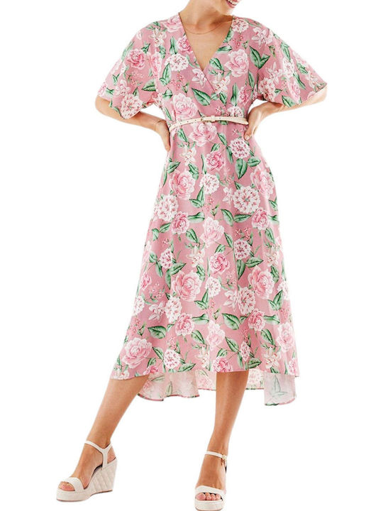 Rochie De Vară Pentru Femei Roz Midi Pentru Nuntă / Botez Roz Vechi