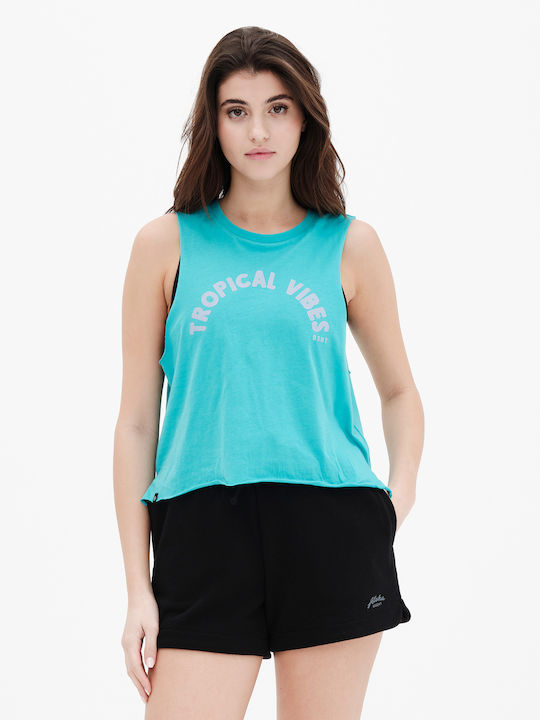 Basehit Women's Athletic Crop Top Sleeveless Turquoise