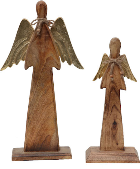 InTheBox Weihnachtliche Holz Figur Cherub Gold Höhe 32cm