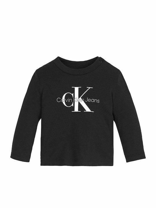 Kids Long-sleeved Black Monogram Top