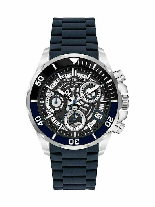 Kenneth Cole Modern Dress Men's Watch 43mm Chronograph Battery with Blue Rubber Strap
