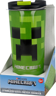 Mojang AB Minecraft Glass Thermos Stainless Steel Multicolour 420ml with Mouthpiece