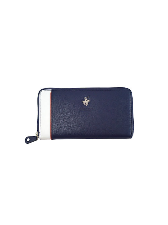 Beverly Hills Polo Club Large Leather Women's Wallet Blue/White