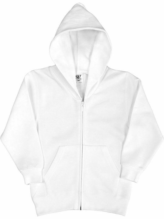 SG Boys Athleisure Hooded Sweatshirt with Zipper White