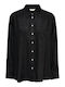 Only Women's Linen Monochrome Long Sleeve Shirt Black