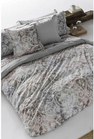Viokarpet Duvet Cover Set Cotton Queen with 2 Pillowcases 225x245 Nantaise Gray