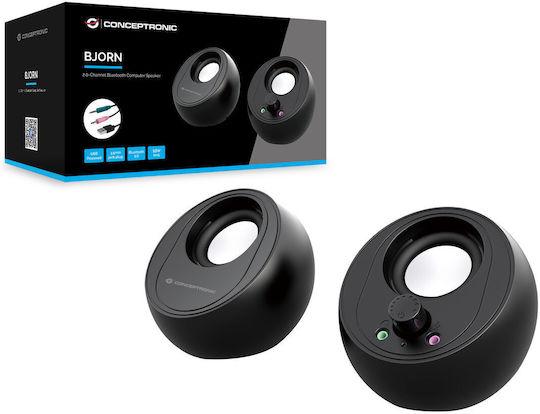 Conceptronic BJORN01B Ηχεία Υπολογιστή 2.0 με Bluetooth και Ισχύ 10W Μαύρα