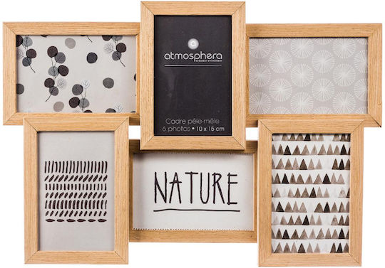 Atmosphera Nature Wall-mounted Multi Picture Frame 6 Pieces Wooden with Beige Frame