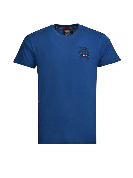 Vinson Polo Club T-shirt Bărbătesc cu Mânecă Scurtă Albastru