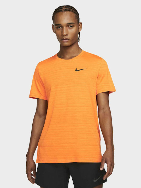 Nike Superset Bărbați T-shirt Sportiv cu Mânecă Scurtă Dri-Fit Portocaliu