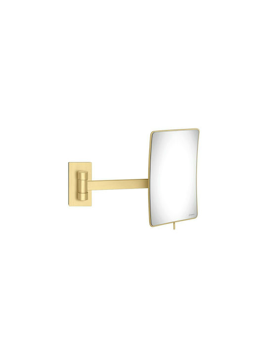 Sanco Magnifying Rectangular Bathroom Mirror made of Metal 18x24cm Brushed Gold