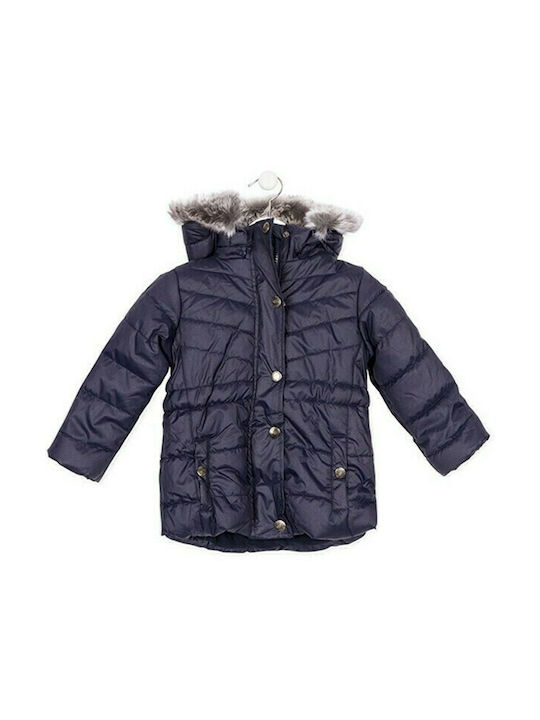 Losan Kids Quilted Jacket Long Hooded Navy Blue