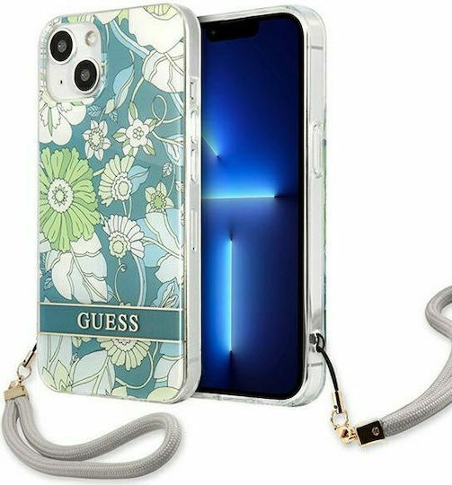 Guess Flower Strap Back Cover Πλαστικό Πράσινο (iPhone 13 mini)