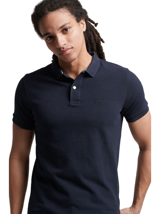 Superdry Bluza Bărbătească cu Mânecă Scurtă Polo Rich Navy