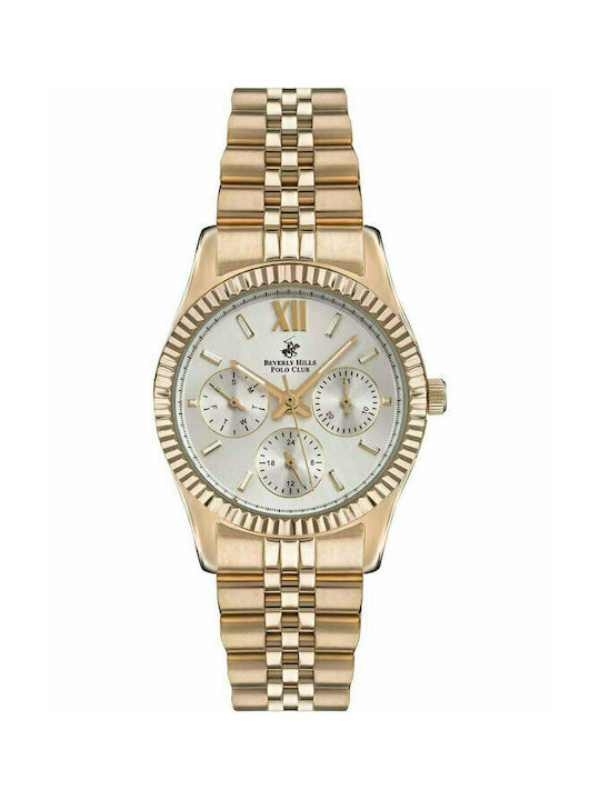 Beverly Hills Polo Club Watch Chronograph with Pink Gold Metal Bracelet