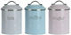 Set of 3pcs Jars for Sugar / Coffee / Tea with Lid Metallic