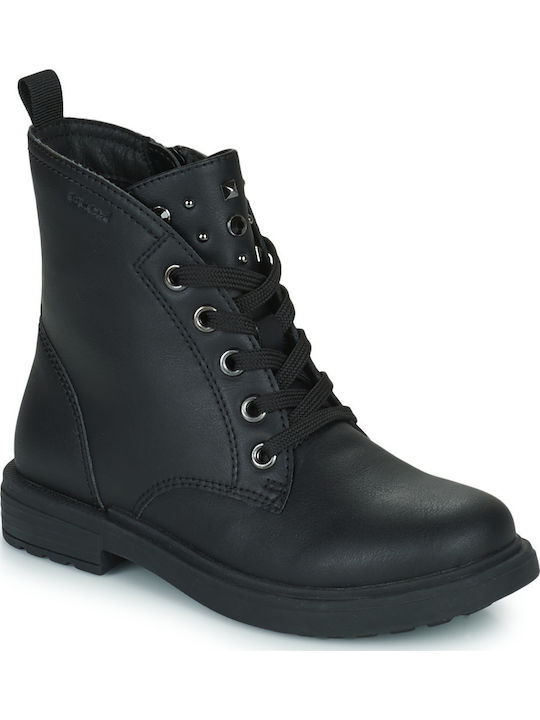 J ECLAIR Leather Kids Boots with Laces Black