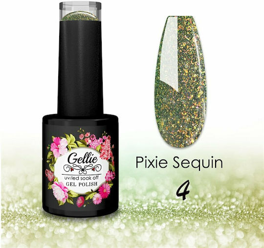Gellie Pixie Sequin Semi-Permanent Nail Polish 04 with Glitter 10ml 1pcs