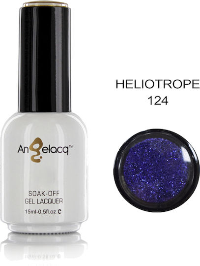 Angelacq Ημιμόνιμο Βερνίκι Νυχιών 124 Heliotrope με Glitter 15ml