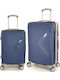 Playbags Travel Suitcases Hard Blue Max Height 65cm with 4 Wheels Set of 2