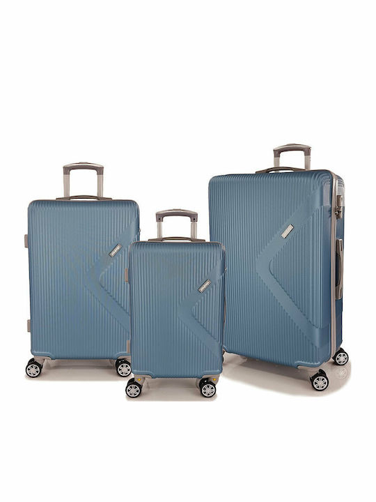 Playbags Valize De Călătorie Tough Albastru Deschis Înălțime Maximă 75cm Cu 4 Roți Set 3 Buc