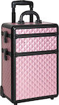 Traser Metallic Cosmetic Case Wheeled Pink H27xW32xD21cm