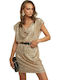 Summer Mini Evening Dress Drape Gold