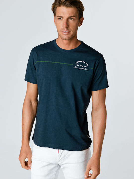 Snta T-shirt with Print & Embroidery SANTANA CO - Blue Navy