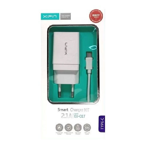 Xipin Charger with USB-A Port and Cable USB-C Whites (EU-01)