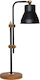 HomeMarkt Metal Vintage Table Lamp for Socket E14 with Black Shade and Brown Base