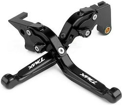 Set of Motorcycle Brake/Clutch Levers Flexible Adjustable for Yamaha T-MAX 500 Black 566255